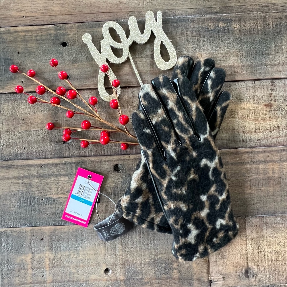 Vince Cameo Faux Fur Animal Print Gloves